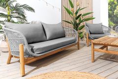 Wetterfestes Gartenlounge Set ROPE grau natur Akazienholz Aluminium inkl. Tisch Sitzpolster