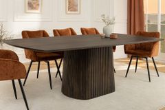 Design Esstisch GRAND 200cm dunkelbraun Mangoholz Bootsform mit Sockel