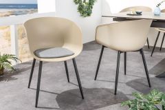 Moderner Stuhl DESIGNO greige schwarz Kunststoff Gartenstuhl mit Armlehnen Indoor Outdoor