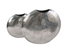 Elegantes Vasen 2er Set ORIENTAL 44cm silber im Grid Hammerschlag Design