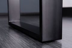 Massivholz Esstisch IRON CRAFT 120cm braun Sheesham schwarze Metallbeine stone finish