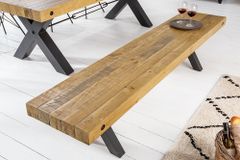 Massivholz Sitzbank THOR 200cm vintage braun Pinie recycelt Industrial Design