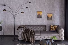 Design Bogenlampe FIVE LIGHTS 210cm schwarz gold Stehlampe mit Marmorfuß