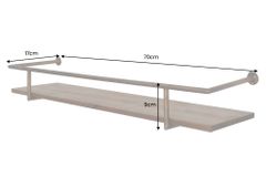 Massives Wandregal HERITAGE 75cm natur Pinienholz gold Metall