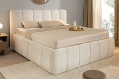 Design Boxbett ADLON 180x200cm beige Chenille Cremona mit Stauraum und Lattenrost