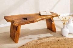 Massivholz Bank ROOT 100cm braun natur Teak Baumstamm