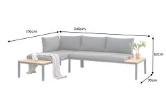 Modulare Garten Sitzgruppe ORLANDO LOUNGE 240cm anthrazit Aluminium wetterfest inkl. Kissen
