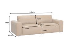 Echtleder Sofa BIG GEORGE 245cm cognac Taschenfederkern 3-Sitzer Couch