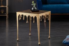 Extravaganter Couchtisch LIQUID LINE L 46cm gold Tropfen-Design