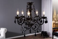 Eleganter Kronleuchter  BLACK CRYSTAL 55cm schwarz Acryl 5-armig Lüster