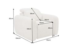 Sessel MILANO 110cm beige Bouclé Tweed Soft elektrisch verstellbare Fuß- und Kopfstütze