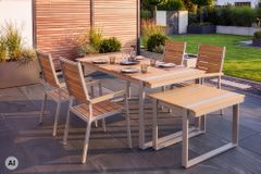 Gartentisch TAMPA LOUNGE 70cm natur greige Aluminium wetterfest Outdoor Balkontisch