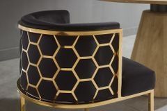 Stilvoller Stuhl ELEGANCE schwarz Samt gold Edelstahl mit Armlehne