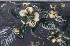 Design Bank PRÊT-À-PORTER grau Samt florales Muster und goldene Fußkappen