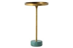 Runder Beistelltisch TRAYFUL 60cm messing antik Eisen grün Marmorfuß handmade