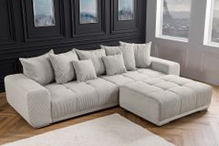 Modernes XXL Sofa ELEGANCIA 285cm champagner beige Cord inklusive Kissen Bigsofa