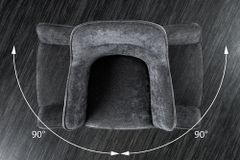 Drehbarer Stuhl VERONA dunkelgrau Samt Strukturstoff mit Armlehne Metallbeine schwarz