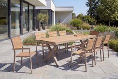 Moderner Gartentisch DESIGNO 200cm natur greige Aluminium wetterfest X-Gestell