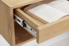 Hängender Nachttisch PURE 50cm natur Mangoholz cream finish Wandregal Schublade