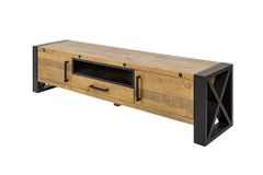 Massives TV-Lowboard THOR 200cm recyceltes Pinienholz im Industrial Design