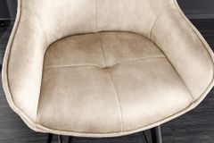 Design Barhocker EUPHORIA champagner greige Samt schwarze Metallbeine Barstuhl mit Lehne