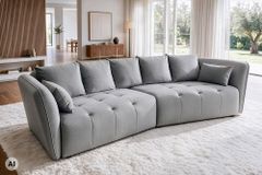 Modernes Big Sofa ROYAL 295cm grau Veloursstoff Federkern XXL-Couch