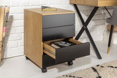Moderner Rollcontainer STUDIO 40cm Eichenoptik schwarz 4 Schubladen