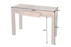 Massiver Sekretär MAKASSAR 100cm braun Sheesham stone finish Schreibtisch Konsolentisch