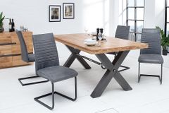 Industrial Freischwinger Stuhl APARTMENT antik grau mit Metallgestell