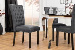 Chesterfield Stuhl CASTLE schwarz Kunstleder Gummiholz Ziernieten