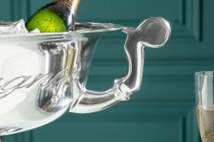 Eleganter Design Sektkühler CHAMPAGNE 40cm silber poliert Flaschenkühler