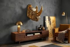 Deko-Wandfigur RHINO 60cm gold handmade Nashorn-Skulptur