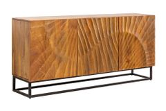 Massives Sideboard SCORPION 140cm braun Mangoholz aufwendige 3D Schnitzereien