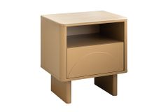 Design Nachttisch SAVOY 50cm grau beige greige Keramik Travertin Beistelltisch
