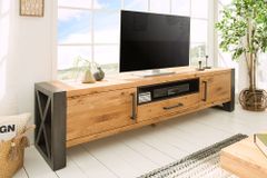 Massives TV-Board THOR 200cm Wild Eiche geölt Lowboard im Industrial Design