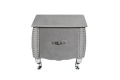 Eleganter Nachttisch EXTRAVAGANCIA 50cm silbergrau Samt Nachtkommode mit Schublade