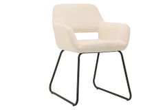 Design Stuhl MUSTANG beige Cord mit Armlehne schwarz Metallgestell