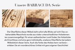 Massive Konsole BARRACUDA 120cm Teak mit Stahl Kufenfüßen inkl. Glasplatte