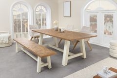 Massive Sitzbank HAMPTONS 200cm hellbraun creme Pinienholz