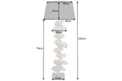 Design Stehlampe GINKGO 122cm schwarz Stoffschirm silber Metall handmade Marmor-Fuß