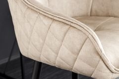 Design Barhocker EUPHORIA champagner greige Samt schwarze Metallbeine Barstuhl mit Lehne
