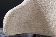 Design Stuhl VOGUE greige Bouclé schwarze Metallbeine