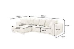 Modernes XXL Ecksofa DECADENCIA 320cm beige Samt Bigsofa inkl. Kissen