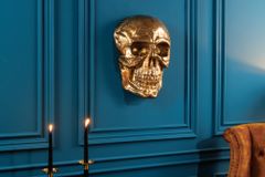 Exklusive Wandskulptur SKULL XXL 40cm gold Deko Totenkopf