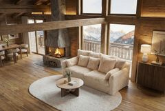 Großes 3-Sitzer Sofa YETI 200cm beige sand langfloriger Plüsch Shaggy-Stoff
