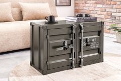 Container-Schrank GLOBETROTTER 80cm anthrazit Metall Couchtisch mit Flügeltüren Kommode