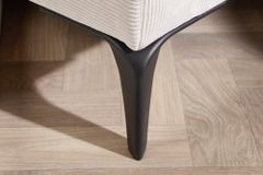Modernes Ecksofa DESIGNO 250cm champagner beige Cord Couch inklusive Kissen Metallfüße