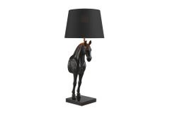 Extravagante Tischlampe BLACK BEAUTY 75cm schwarz gold Pferde-Skulptur