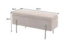 Truhenbank LOFT 100cm antik taupe Microfaser Sitzbank mit Stauraum Metall schwarz