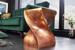 Skulp­tu­raler Beistelltisch TWIST 45cm kupfer geflammt Metall handmade Nachttisch